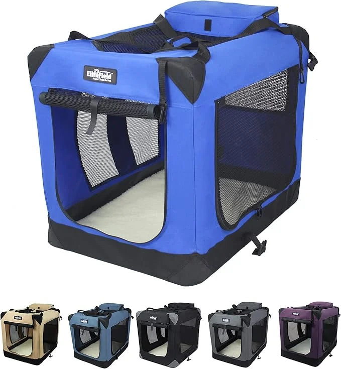 EliteField 3-Door Folding Soft Dog Crate with Carrying Bag and Fleece Bed (2 Year Warranty), Indoor & Outdoor Pet Home (42...