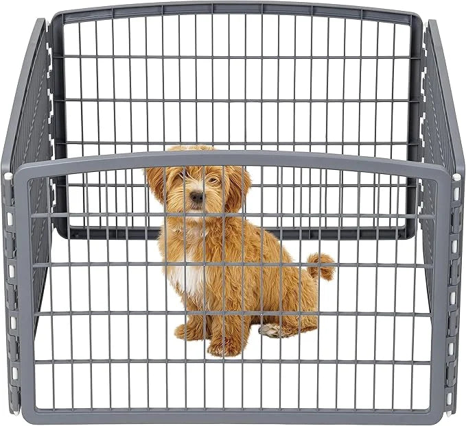 IRIS USA Dog Playpen, 4-Panel 24" Pet Playpen, Puppy Playpen, Indoor/Outdoor Dog Pen, 35 x 35 x 24, Foldable, Customizable...