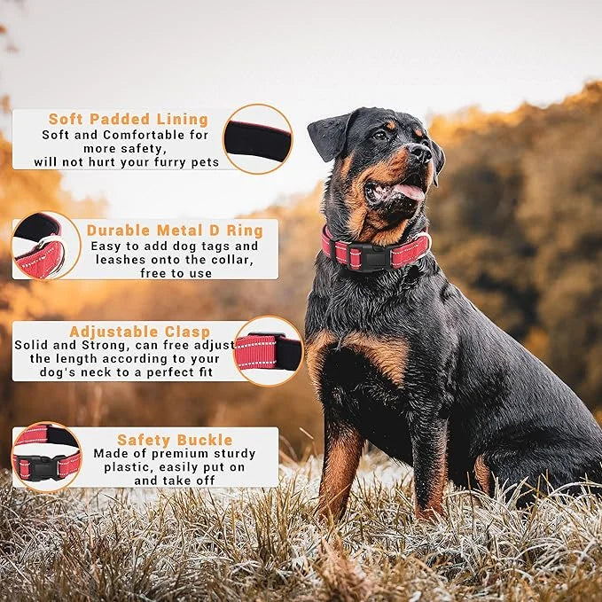 2 Pack Reflective Dog Collar with Safety Locking Buckle, Adjustable Soft Breathable Comfortable Nylon Pet Collar for Small...