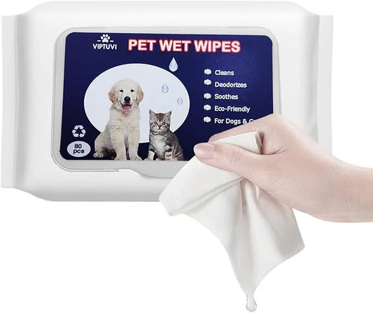 Dog Wipes for Paws and Butt – Unscented Pet Wipes for Dogs & Cats – 80 Ct Extra Thick, Lint-Free Cleaning Wipes for Face, ...
