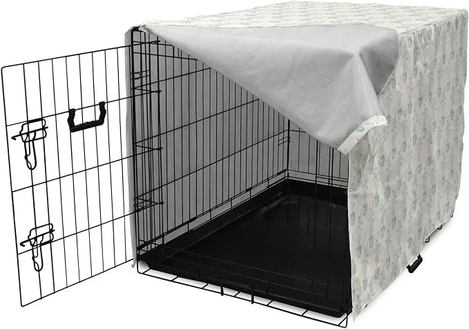 Lunarable Drinks Dog Crate Cover, Soft Pattern of Hand Drawn Hot Tea Cups Sketched Beverages Design, Easy to Use Pet Kenne...
