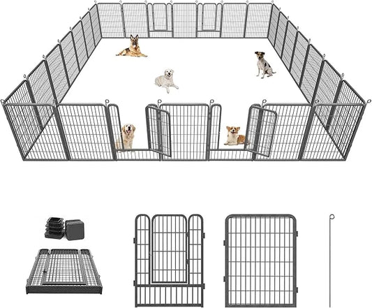 Dog Playpen 40 inch Dog Fence for Outdoor Indoor Use Heavy Duty Metal Dog Pen for Large Dogs, Rustproof Pet Playpen Portab...
