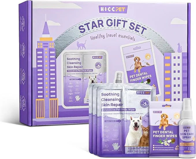 HICC PET Dogs Essential Clean & Care Kit - Pets Hot Spot Treatment & Itch Relief Spray + Cleaning Deodorizing Teeth and Bo...