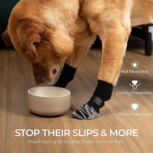 DOK TigerToes Premium Non-Slip Dog Socks for Hardwood Floors - Extra-Thick Grip That Works Even When Twisted - Prevents Li...