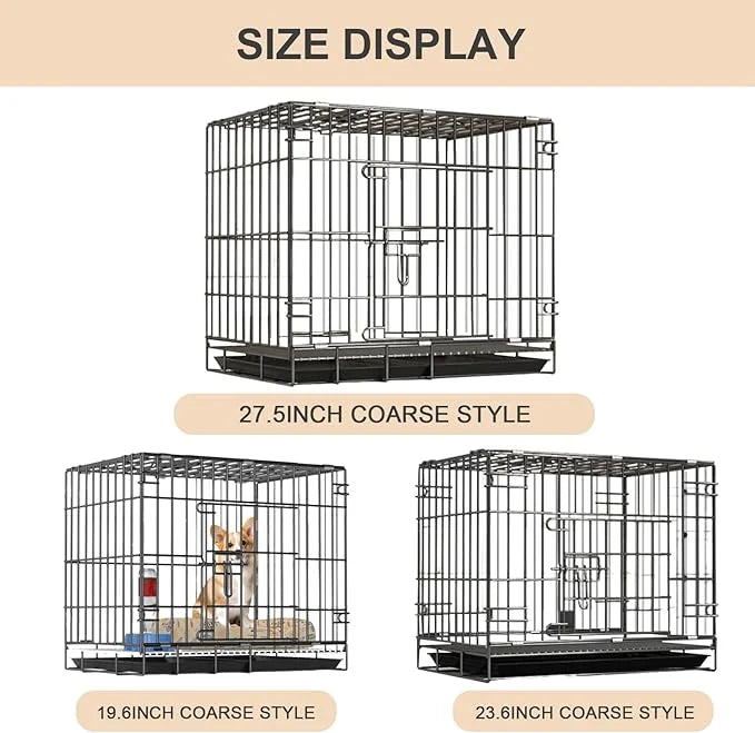 Heavy-Duty Steel Dog Crate - Foldable Single/Door Pet Kennel with Secure Lock, 19.5"x13.4"x16.3" Indoor Cage for Small/Med...