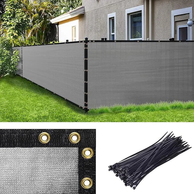 ColourTree 5' x 14' Grey Custom Size Shade Cloth with Grommets - 90% Sunblock, Durable Mesh Fabric Tarp for Dog Kennel Cov...