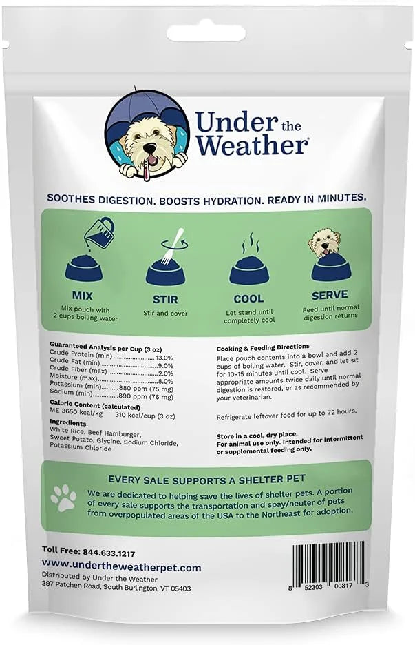 Under the Weather Bland Diet for Dogs | Easy to Digest for Sick Dogs |Always Be Ready| Contains Electrolytes - Natural Fre...