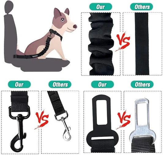 COOYOO Dog Seat Belt,3 Piece Set Retractable Dog Car Harness Adjustable Dog Seat Belt for Vehicle Nylon Pet Safety Seat Be...