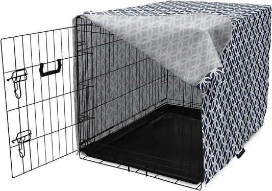 Ambesonne Navy Blue Dog Crate Cover, Marine in Geometric Pattern Design Ocean Travel Cruise Mosaic Ornament, Easy to Use P...