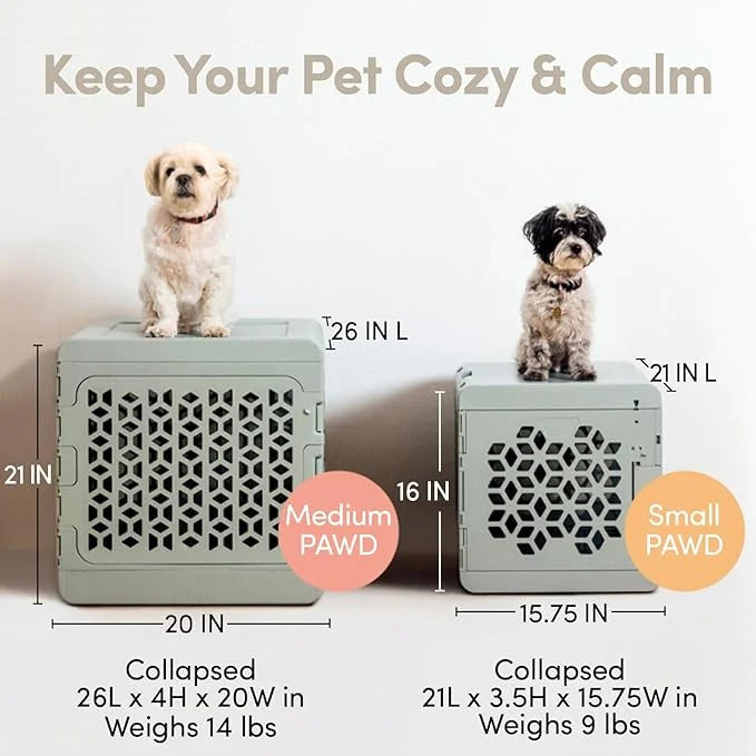 KindTail PAWD Collapsible Puppy and Dog Crate + Washable Bed - Stylish Pet Kennel with Comfortable Pad - Safe Indoor Set -...