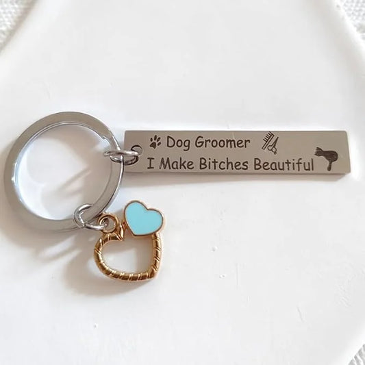 RFTWXHPN Dog Groomer Gifts Keychain for Women Men Dog Groomer I Make Bitches Beautiful Key Chains for Dog Hairdresser Groo...