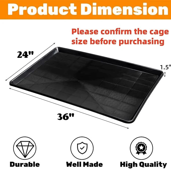 2 Pack Dog Crate Tray, 36" L x 24" W ChewProof Replacement Pan for Dog Crate, Large Plastic Bottom Pan Liner Drip Trays Pa...