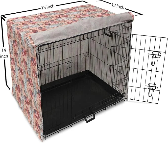 Ambesonne USA Dog Crate Cover, United States America Liberty Rhythmic Print, Easy to Use Pet Kennel Cover for Small Dogs P...