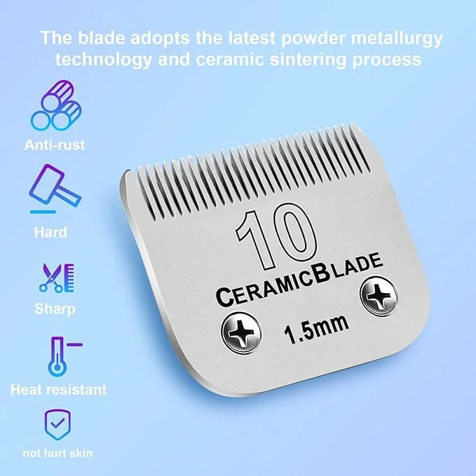 10 Dog Grooming Replacement Ceramic Blades Compatible with Wahl,oster,Andis Dog Detachable clipper,Cut Length 1/16-Inch,2 ...