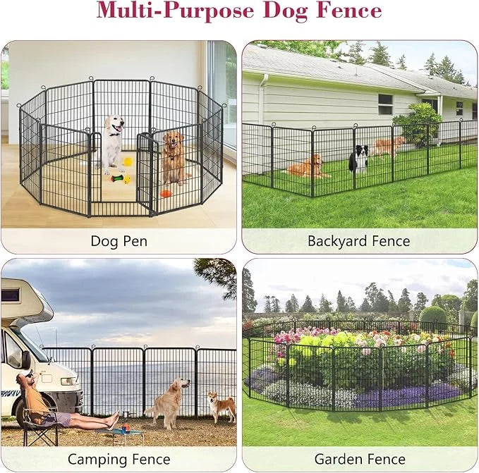 Dog Playpen 40 inch Dog Fence for Outdoor Indoor Use Heavy Duty Metal Dog Pen for Large Dogs, Rustproof Pet Playpen Portab...
