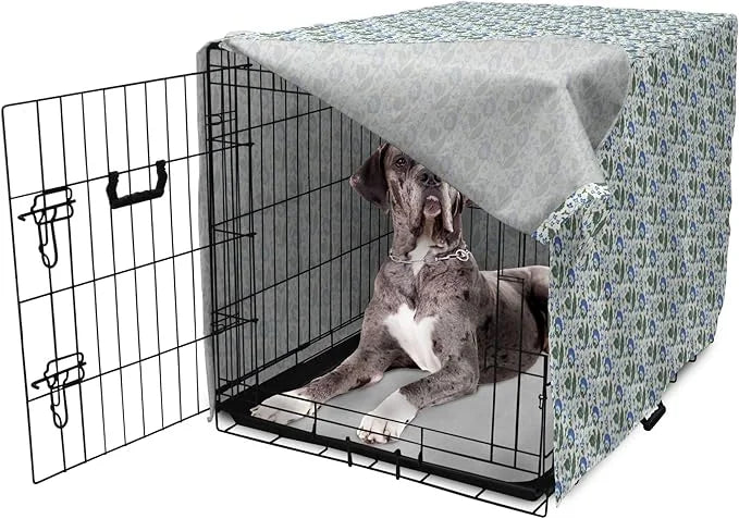 Lunarable Jacobean Dog Crate Cover, Herbal Pattern Pastoral Vintage Rustic Wedding Inspired Foliage Springtime, Easy to Us...