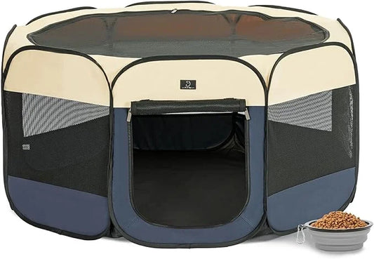 A4Pet Dog Playpen, Portable Pet Playpen, Pop Up Dog Playpen Indoor/Outdoor - Ideal for Dogs, Cats - Removable Zipper & Col...
