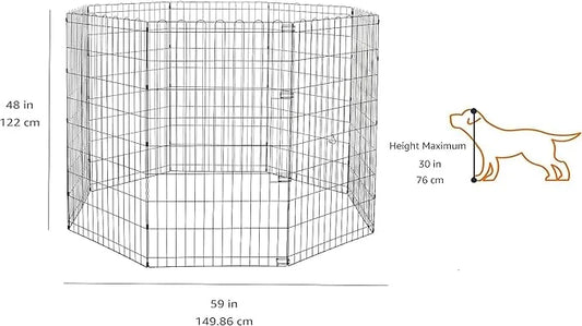 Amazon Basics Foldable Octagonal Metal Exercise Dog Playpen - Indoor/Outdoor, No Door, Extra Large (8 Panels, 24 x 48), Ea...