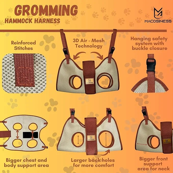 2025 2-in-1 Dog Grooming Hammock, Dog Sling, Dog Restraint for Nail Clipping, Dog Carrying Sling, Dog Hanging Harness for ...