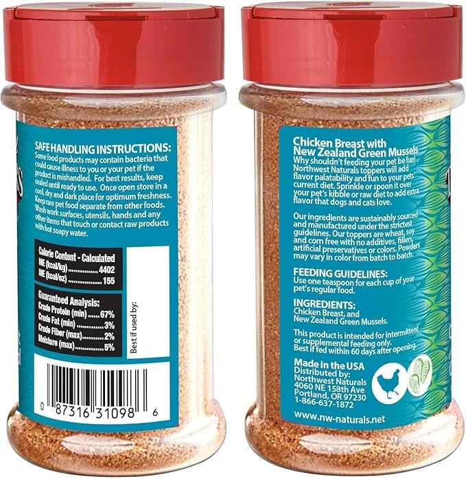 Northwest Naturals Freeze-Dried Chicken Breast with Green Lipped Mussels - Functional Topper - for Dogs and Cats - Limited...