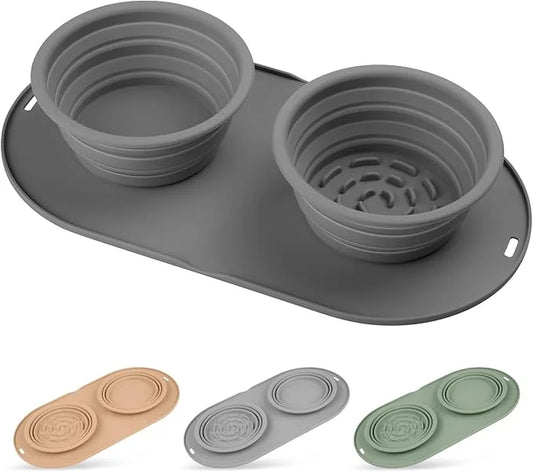 Puppy Dog Bowl,Travel Bowls Dog Food Bowls&Dog Water Bowls,No Spills,Collapsible Double Bowl,Suitable for Small and Medium...