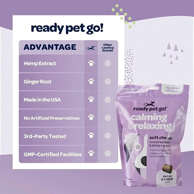 Hemp Calming Chews for Dogs | Herbal Dog Calming Chews for Anxiety from Normal and Occasional Stressors Including Separati...
