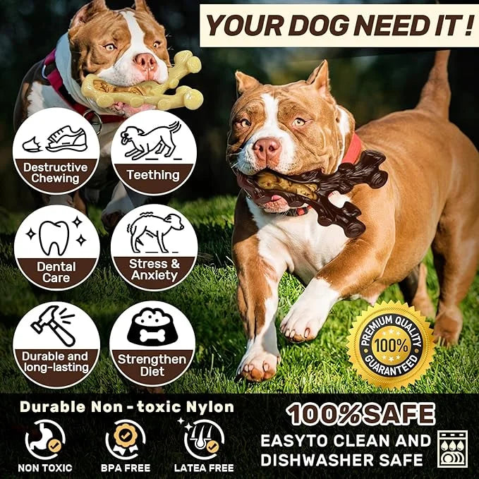 2 Pack Dog Chew Toys for Aggressive Chewers,Boredom and Stimulating Best Dog Toys for Medium/Large Breed,Tough Almost Inde...