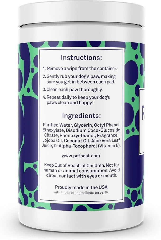 Petpost | Paw Wipes for Dogs - Nourishing, Revitalizing Dog Paw Cleaner with Coconut Oil, Jojoba Oil, and Aloe - Ultra Sof...