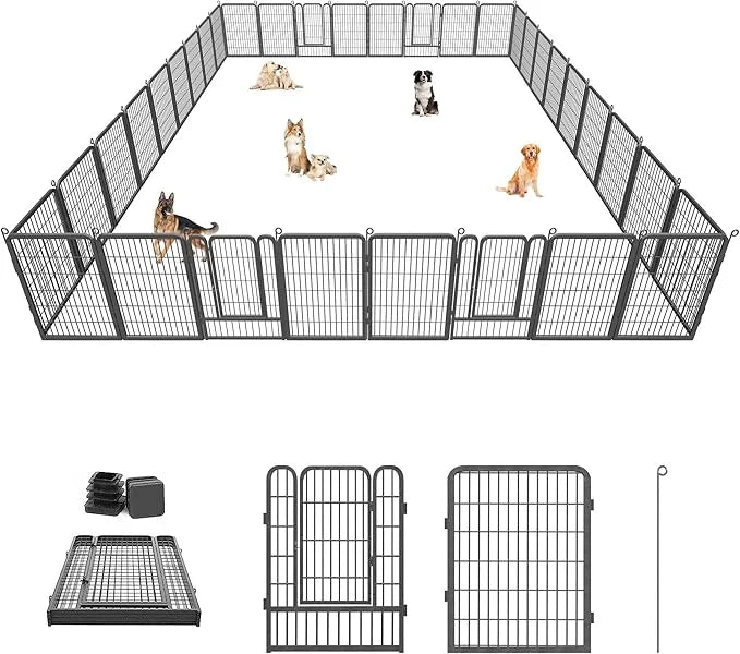 Dog Playpen 40 inch Dog Fence for Outdoor Indoor Use Heavy Duty Metal Dog Pen for Large Dogs, Rustproof Pet Playpen Portab...
