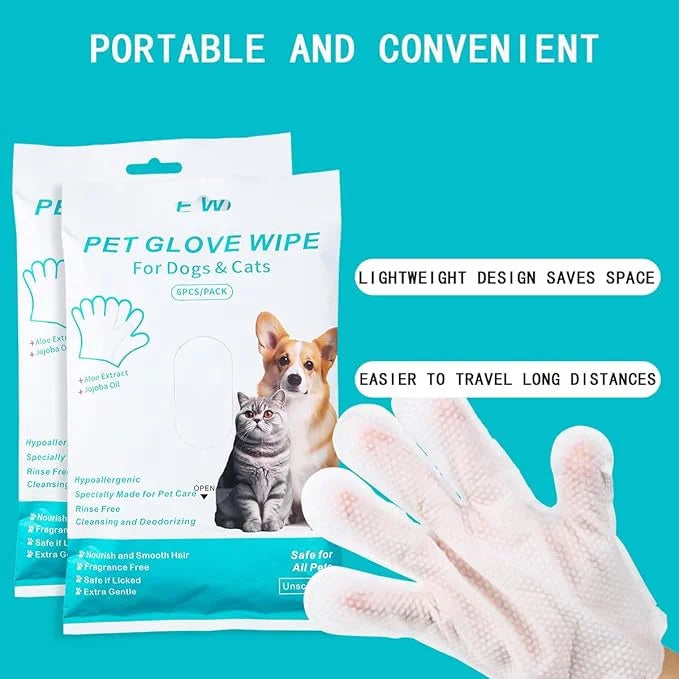 Pet Glove Wipes for Dogs Cats, Extra Thick Hypoallergenic Dog Dry Cleaning Bath Gloves Wipes Deodorizing for Paws/Butt/Tee...