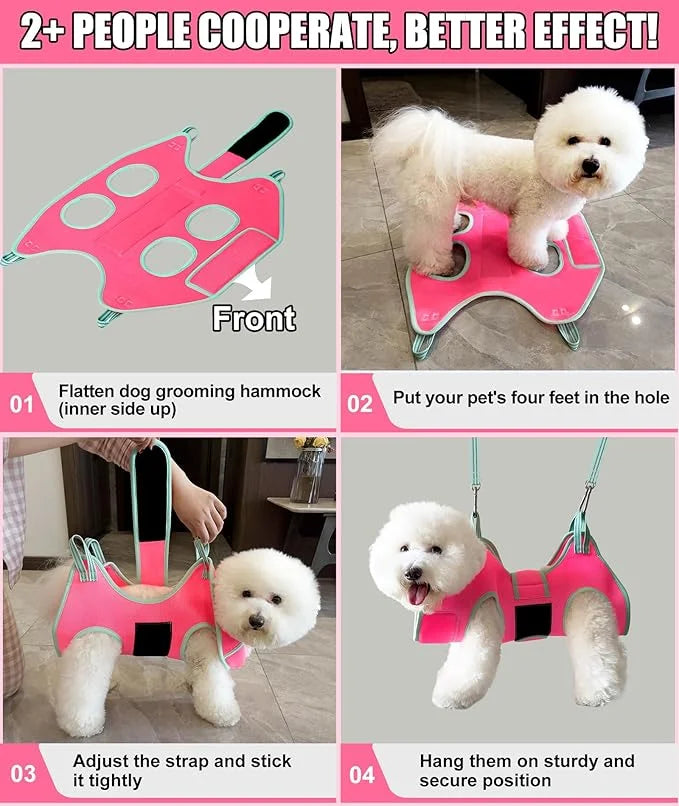 2024 New Grooming Hammock, Hanging Harness Holder for Dog Nail Clipping/Trimming, Sling With Thick Fabric Neck Support & S...