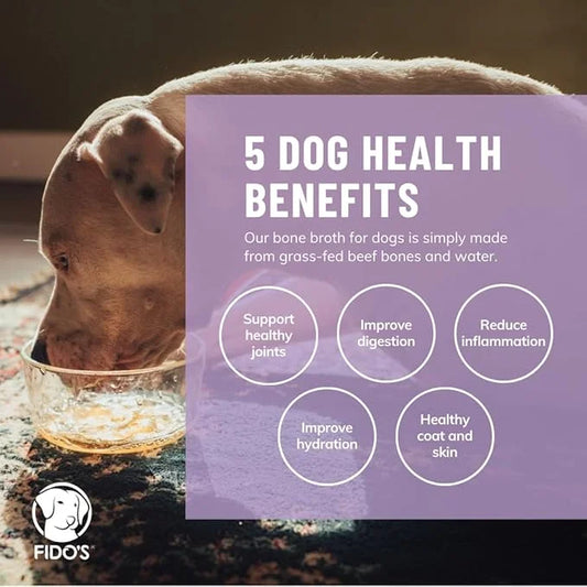 Fido's Grass-Fed Beef Bone Broth for Dogs 7oz with 94% Protein - Picky Eaters Human Grade Bone Broth Powder for Dogs - Mad...