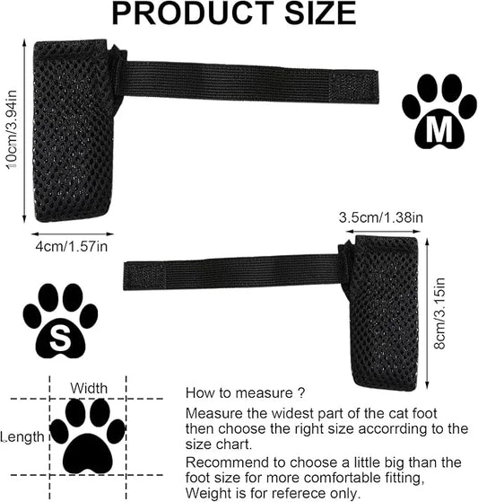 4 Pack Breathable Cat Shoes to Prevent Scratcning, Adjustable Only Cats Booties Mittens Socks (Grey, M) - Product Image