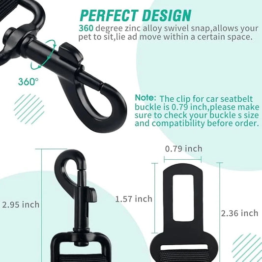 COOYOO Dog Seat Belt,3 Piece Set Retractable Dog Car Harness Adjustable Dog Seat Belt for Vehicle Nylon Pet Safety Seat Be...