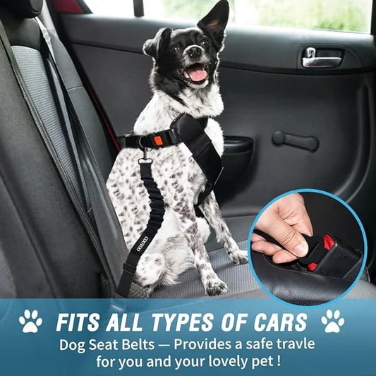 COOYOO Dog Seat Belt,3 Piece Set Retractable Dog Car Harness Adjustable Dog Seat Belt for Vehicle Nylon Pet Safety Seat Be...