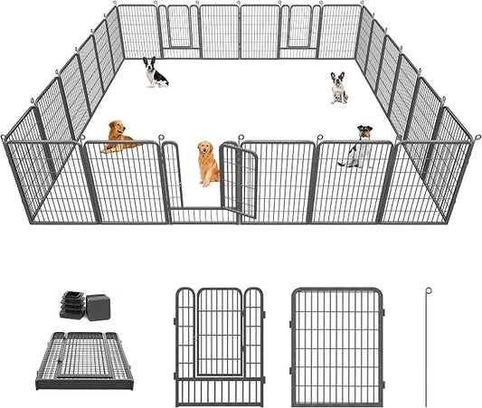 Dog Playpen 40 inch Dog Fence for Outdoor Indoor Use Heavy Duty Metal Dog Pen for Large Dogs, Rustproof Pet Playpen Portab...