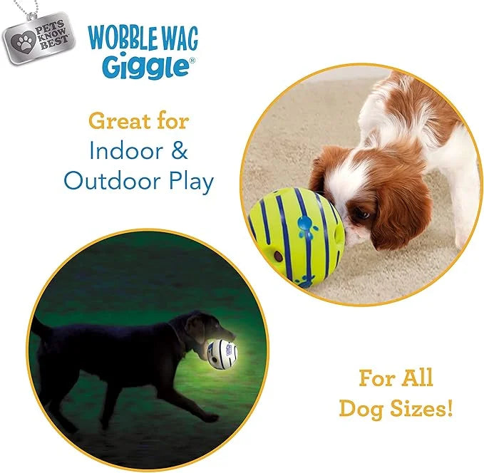 Wobble Wag Giggle Ball 2 Pack- Interactive Dog Toy, Fun Giggle Sounds When Rolled or Shaken, Pets Know Best, 1 Original & ...