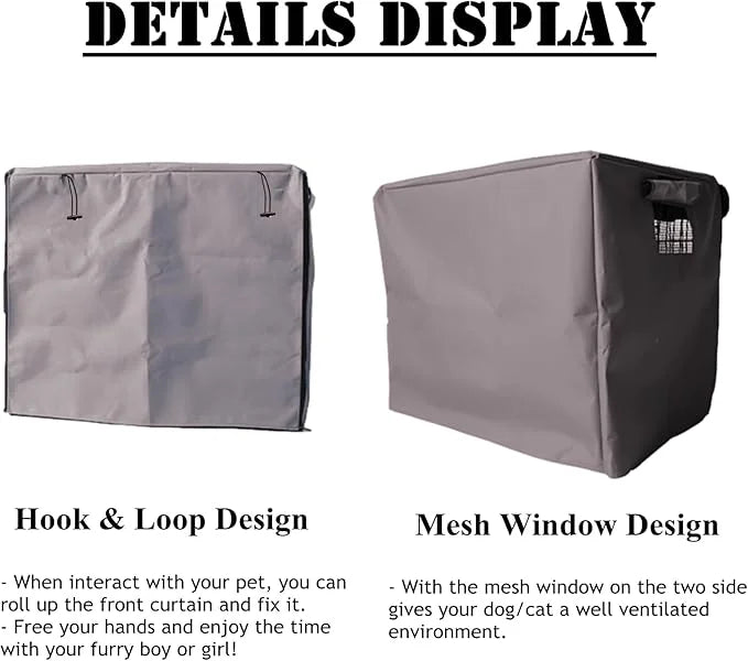 Dog Crate Cover Waterpoof Grey Pet Kennel Covers for Puppy Cat Indoor Outdoor Fit for 1 Door Wire Crate, 27.56x19.69x23.62...