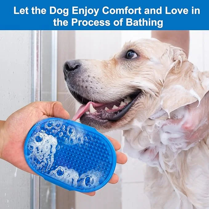 2 Pack Dog Grooming Brush, Premium Pet Bath Brush with Adjustable Ring Handle for Bathing - Massaging -Hair Removal - on W...