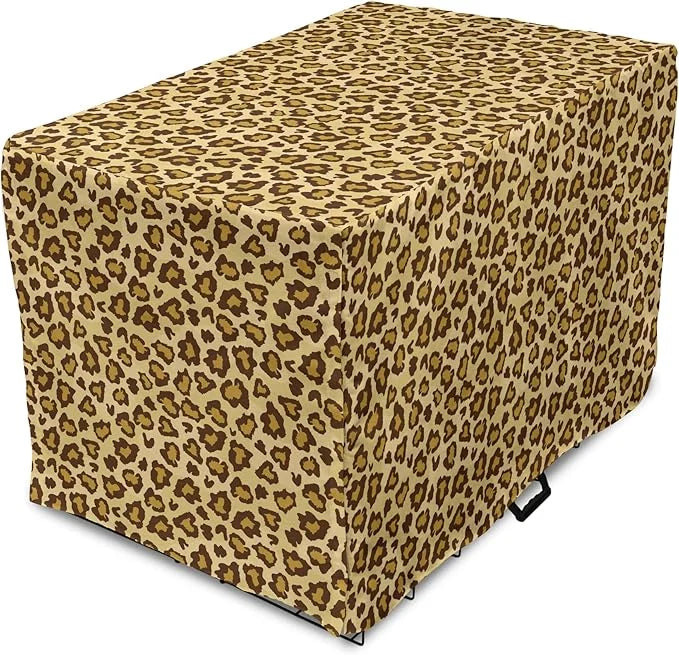 Lunarable Animal Print Dog Crate Cover, Digitally Generated Spots Classic Leopard Skin Graphic, Easy to Use Pet Kennel Cov...