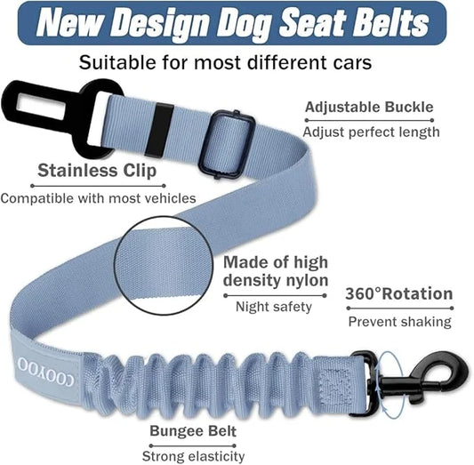 COOYOO Dog Seat Belt,3 Piece Set Retractable Dog Car Adjustable Seatbelts for Vehicle Nylon Pet Safety Heavy Duty & Elasti...