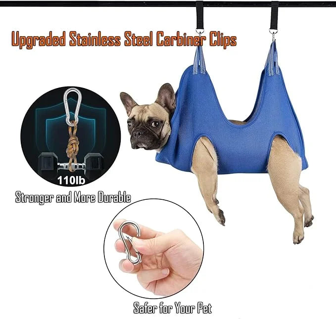 Pet Dog Grooming Hammock Harness with Two Heavy Duty Stainless Clips, Nail Clippers, Nail Trimmers, Scissors with Grooming...