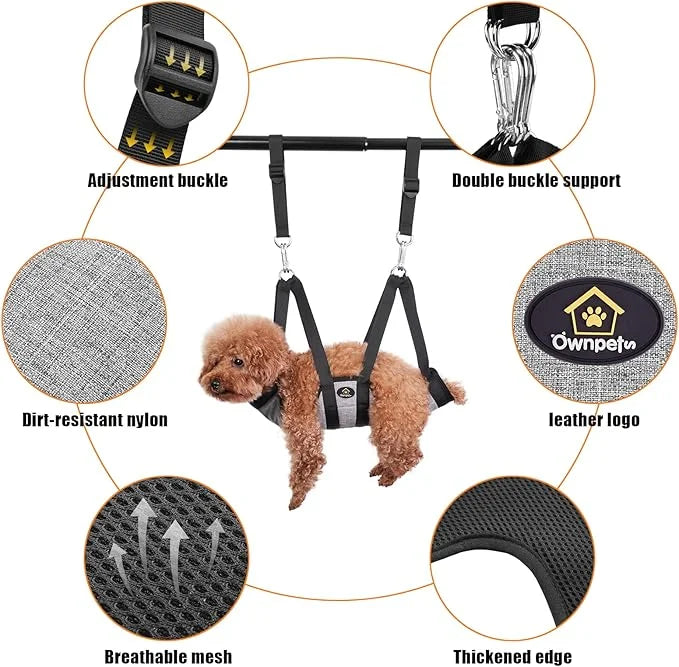 Ownpets Pet Grooming Hammock, Dog Grooming Hammock with Carabiners, Breathable Pet Grooming Harness Sling for Grooming, Ha...