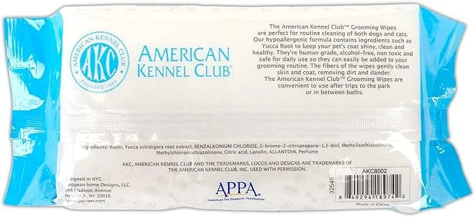 American Kennel Club AKC Dog Wipes for Cleansing & Deodorizing Great for Face, Ears, Paws, Body, & Butt - Lavender Scented...