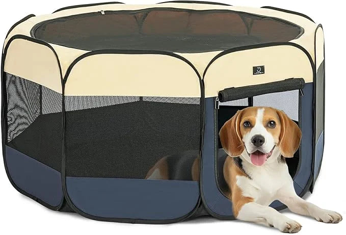 A4Pet Dog Playpen, Portable Pet Playpen, Pop Up Dog Playpen Indoor/Outdoor - Ideal for Dogs, Cats - Removable Zipper & Col...