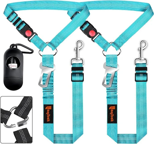 Removable Dog Seat Belts Harness for Car, 3 in 1 Pet Dog Car Seatbelt Leash, laqibak Restraint Secures to Headrest and Ref...