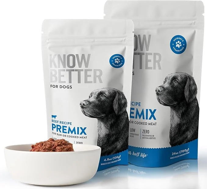Know Better for Dogs - Beef Recipe, RAW or Cooked Premix/Supplement for Making Homemade Dog Food, All Natural, Holistic Ve...
