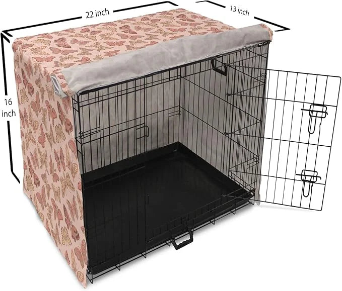 Ambesonne Butterfly Dog Crate Cover, Summer Time Ornamental Flying Creatures in Rose Tones, Easy to Use Pet Kennel Cover f...