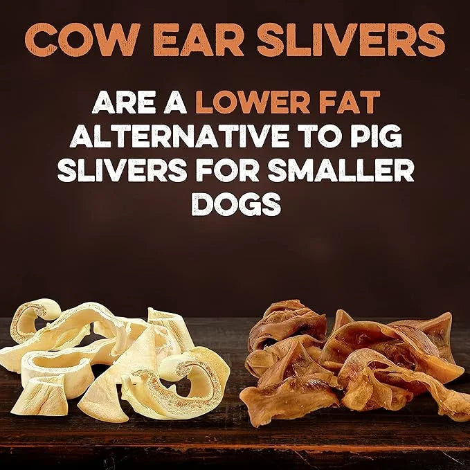 BRUTUS & BARNABY Cow Ears for Dogs; Ear Slivers are Great for Puppy Teething, Single Ingredient Beef Ear Slivers for Small...