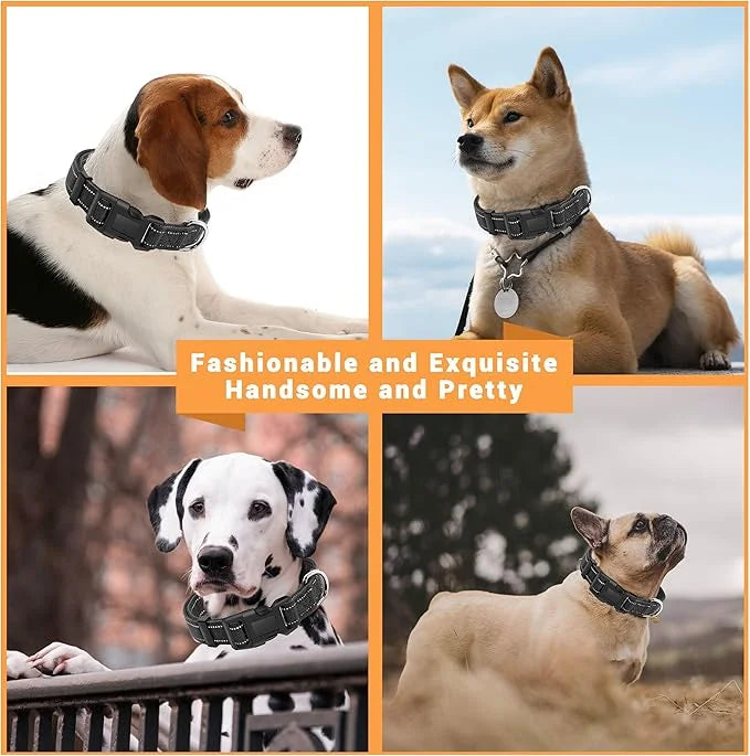2 Pack Reflective Dog Collar with Safety Locking Buckle, Adjustable Soft Breathable Comfortable Nylon Pet Collar for Small...